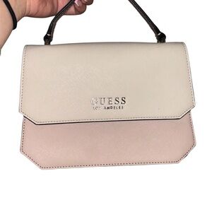 GUESS Cream and Pink Shoulder Bag